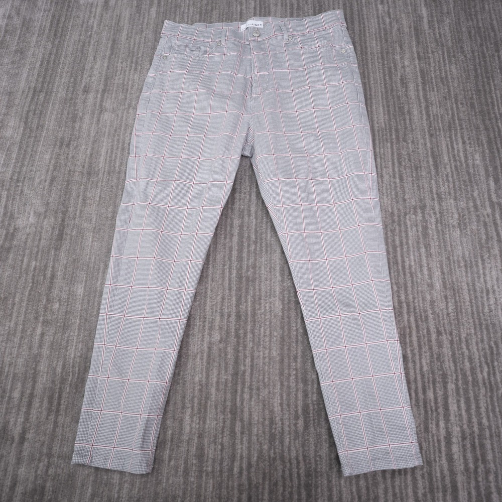 Loft The Skinny Pants Womens 12 Grey Red Plaid Excellent Houndstooth Ankle Slim